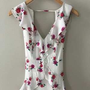 White floral ruffle dress